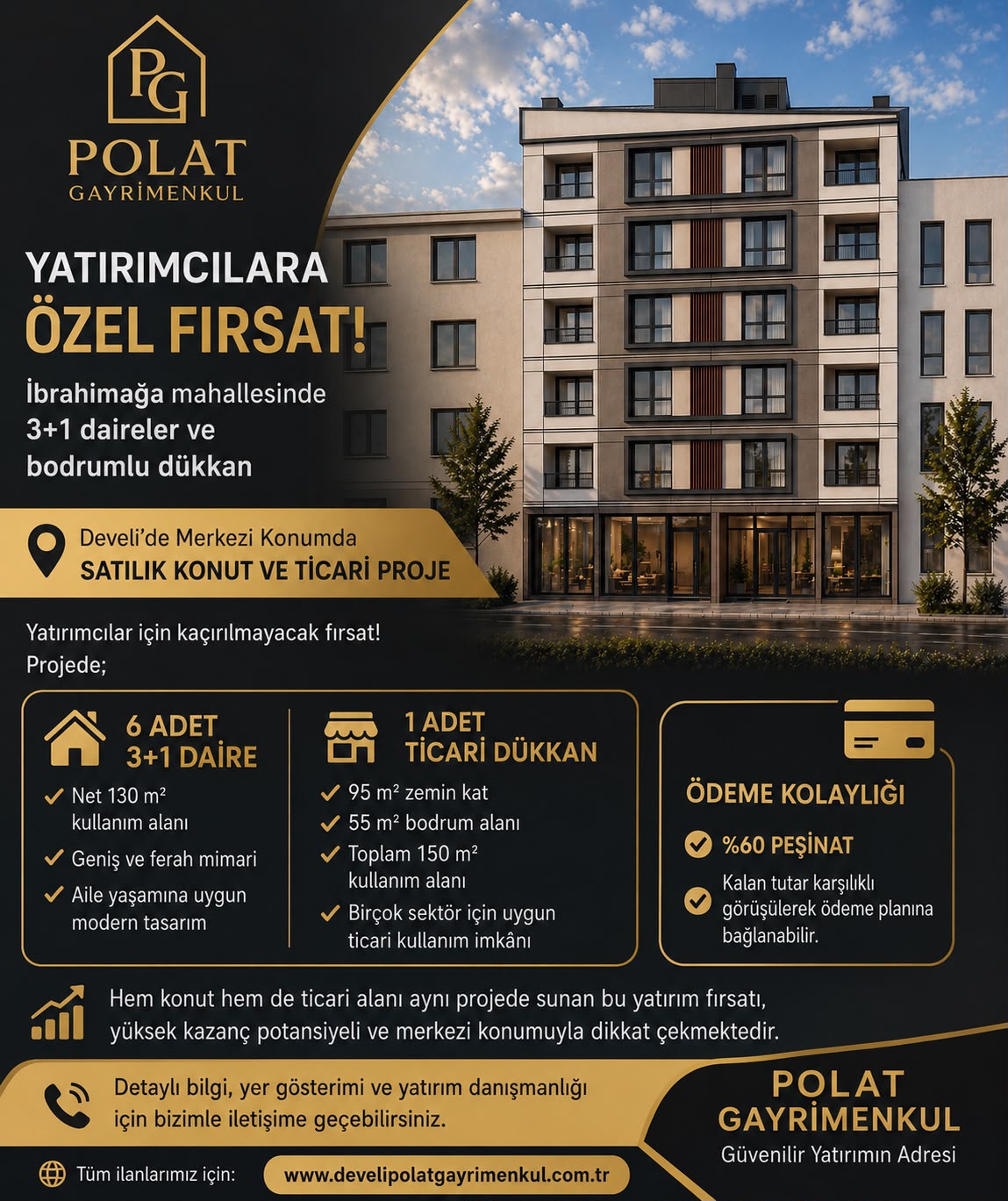 POLAT GAYRİMENKUL -  YATIRIMCILARA ÖZEL FIRSAT!!! İBRAHİMAĞA MAHALLESİNDE 3+1 DAİRELER VE DÜKKAN