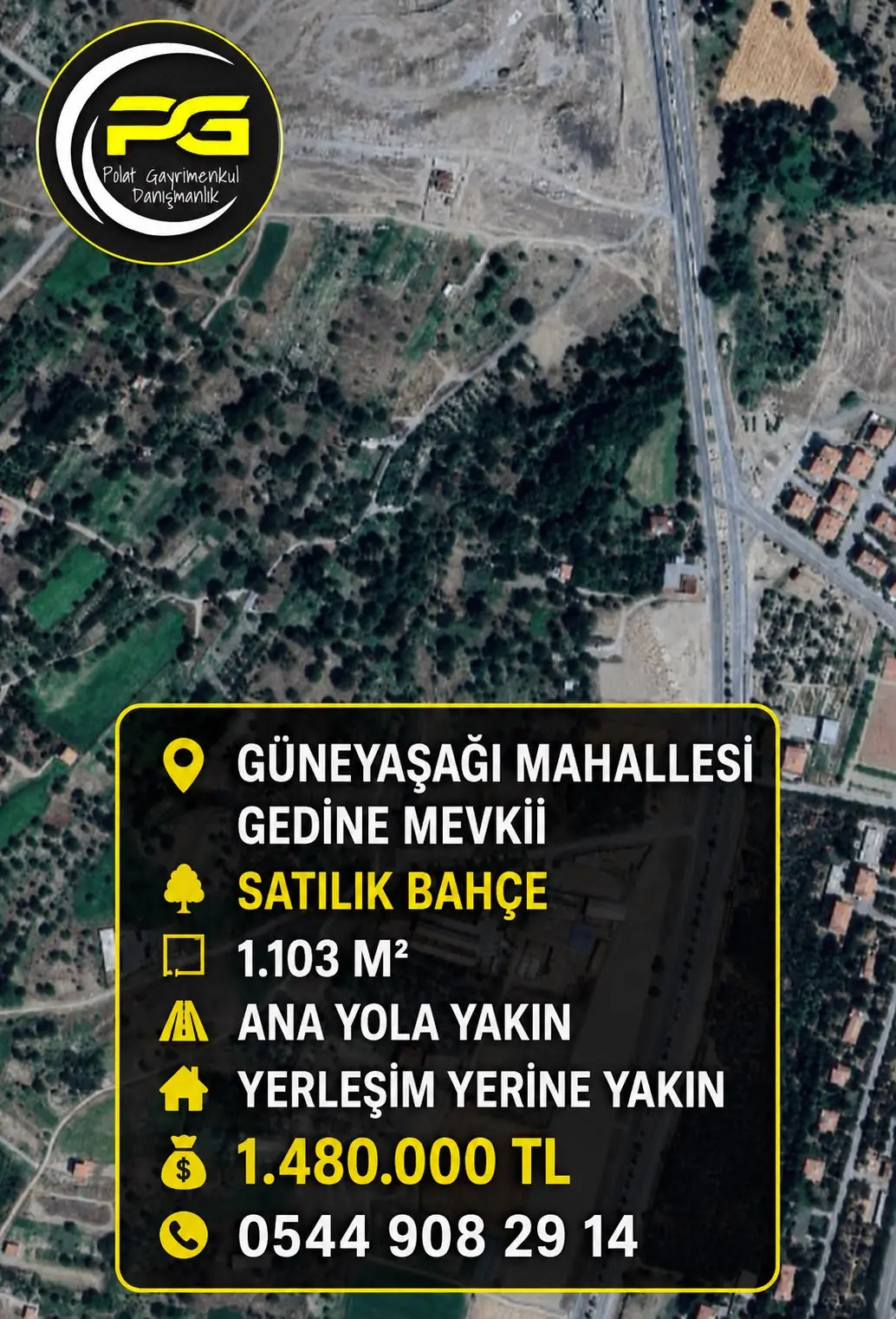 POLAT GAYRİMENKUL - GÜNEYAŞAĞI MAH. GEDİNE MEVKİİ SATILIK BAHÇE