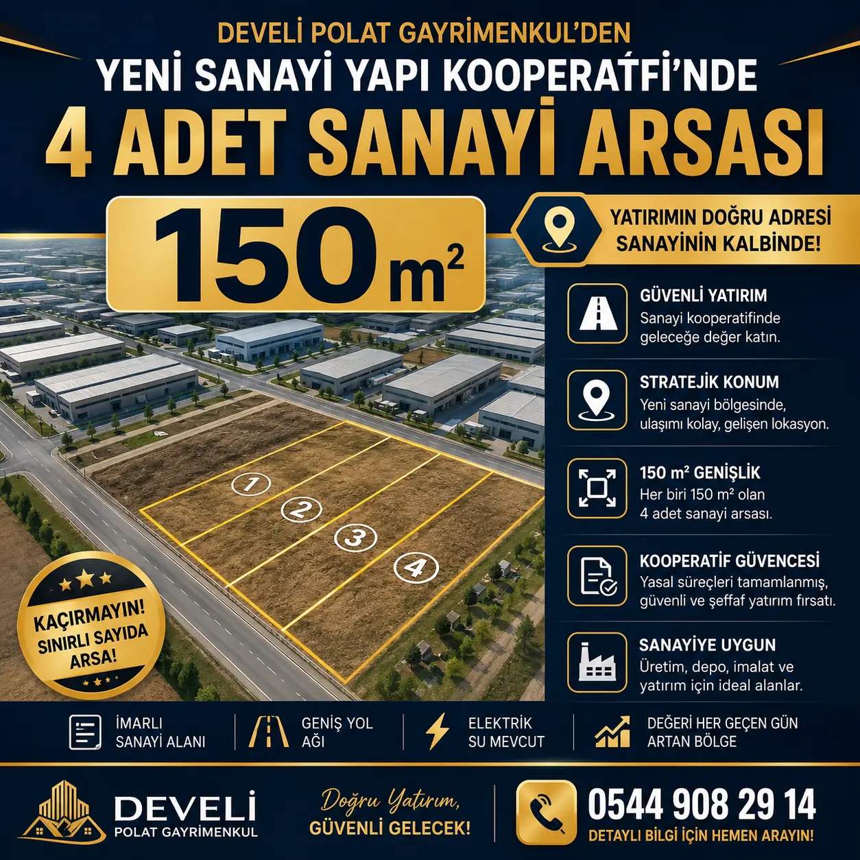 POLAT GAYRİMENKUL -📍 YENİ SANAYİ YAPI KOOPERATİFİ'NDE SATILIK SANAYİ ARSALARI