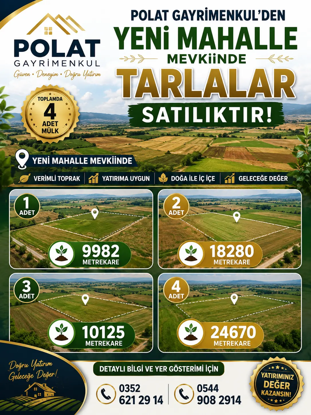 POLAT GAYRİMENKUL - 🏞️ YENİ MAHALLE MEVKİİNDE DEĞER KAZANAN BÖLGEDE 4 ADET SATILIK TARLA