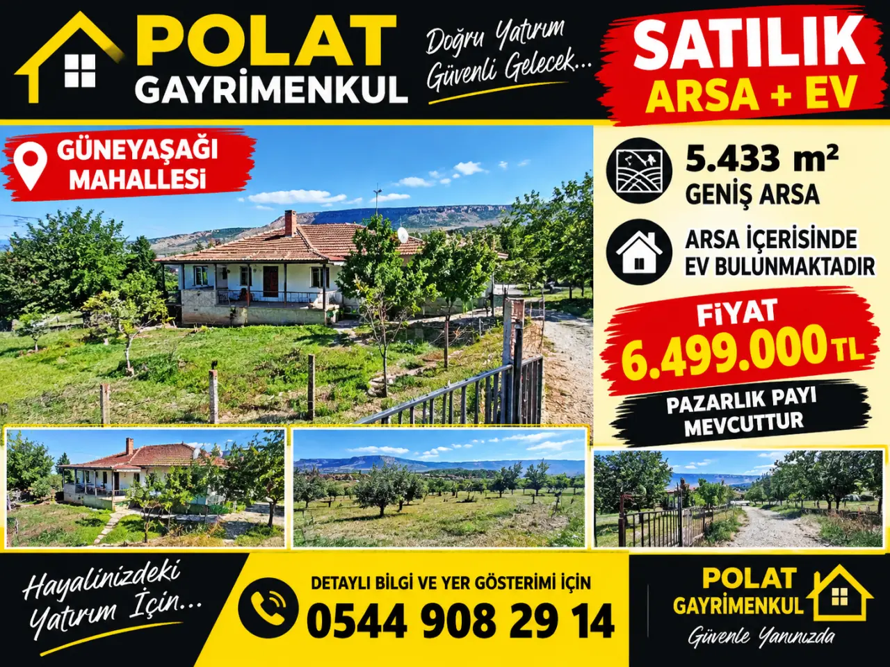 POLAT GAYRİMENKUL - GÜNEYAŞAĞI MAHALLESİ’NDE SATILIK ARSA + EV!**